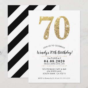 70. BIRTHDAY PARTY INVITE Moderner Glitzer Einladung