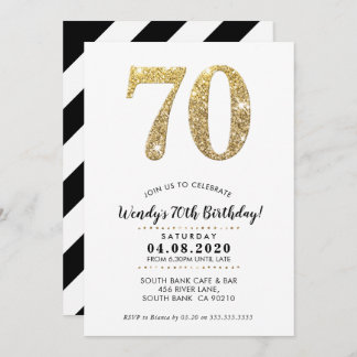 70. BIRTHDAY PARTY INVITE Moderner Glitzer Einladung