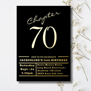 70 Black 70 th Birthday Party Gold Foil Einladung