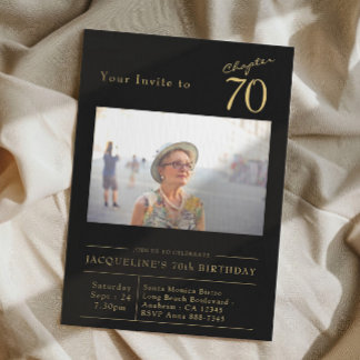70 Black Gold 70. Geburtstagsparty Foto Einladung