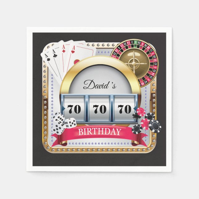 70. Casino Poker Spielkarte Geburtstag Napkins Serviette (Vorderseite)