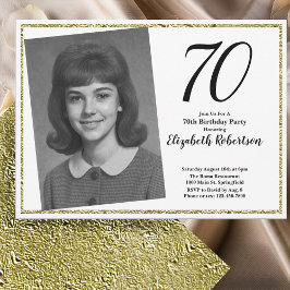 70. Custom Foto White und Gold Einladung