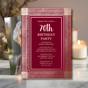 70. Custom Geburtstagsparty Art Deco Textured Folieneinladung