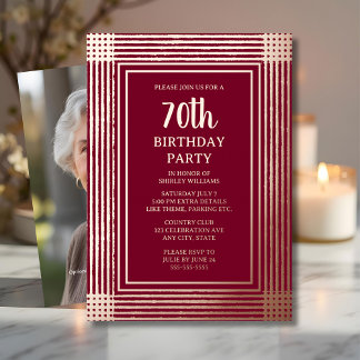 70. Custom Geburtstagsparty Art Deco Textured Folieneinladung