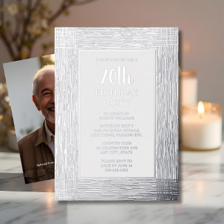 70. Custom Geburtstagsparty Silver Textured Classy Folieneinladung