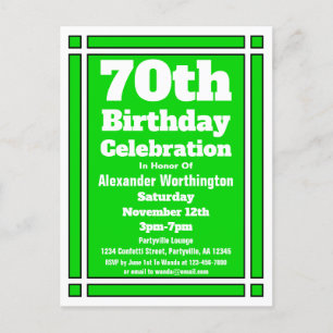 70. Einfache Grüne Geburtstagseinladung Postkarte