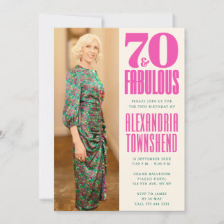 70 & Fabulous Chic Hochformat Foto 70. Geburtstag Einladung