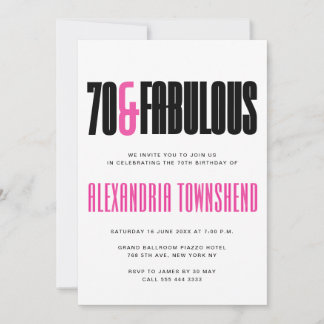 70 & Fabulous Fette moderne Typografie 70. Geburts Einladung