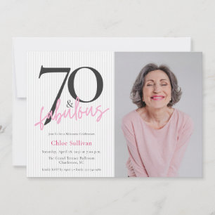 70 & Fabulous Foto Pink Script Geburtstagsfeier Einladung