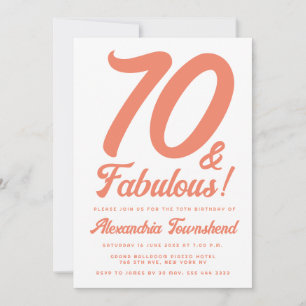 70 & Fantastisch Orange Retro Schrift 70. Geburtst Einladung