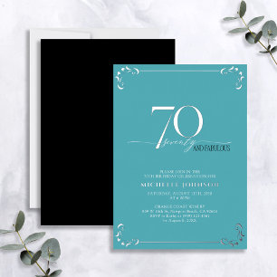 70 & Fantastisch Türkis & Silber Geburtstag Folieneinladung