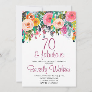 70. Fantastische Blumenbrasse Geburtstagsparty Einladung