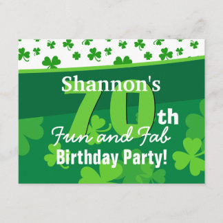 70. Fantastische Geburtstags-Grün-Kleeblätter Einladung