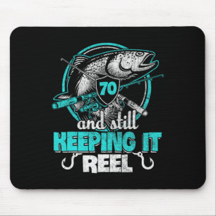 70. Fischlustiger Geburtstags-Shirt Fischer Keepin Mousepad