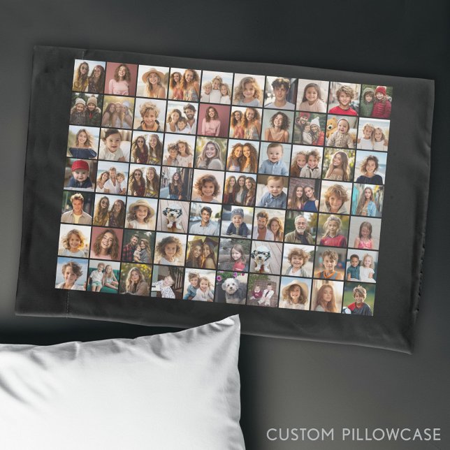 70 Foto Collage Gold - Benutzerdefiniertes Bild Kissenbezug (Custom Photo Collage Pillowcase)