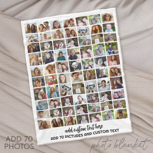 70 Foto-Collage-Raster - Benutzerdefinierter Text Fleecedecke