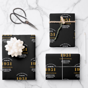 70. Geburtstag 1951 Schwarzes Gold für ihn Persona Geschenkpapier Set