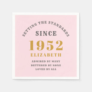 70. Geburtstag 1952 Elegant Gold Pink Gray Serviette