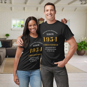 70. Geburtstag 1954 Namen hinzufügen Schwarz Gold T-Shirt