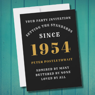 70. Geburtstag 1954 Schwarz Gold Personalisiert Fü Einladung