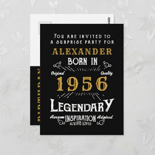 70. Geburtstag 1956 Black Gold Legend Einladung Postkarte