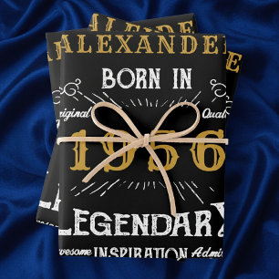 70. Geburtstag 1956 Legend Vintage Schwarz Geschenkpapier Set