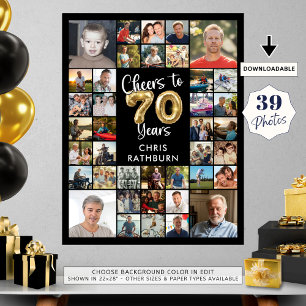 70. Geburtstag 39 Foto Collage Cheers to 70 Years Poster