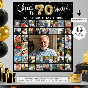 70. Geburtstag 45 Foto-Collage Prost auf 70 Jahre Poster