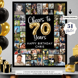 70. Geburtstag 51 Foto Collage Cheers to 70 Years Poster