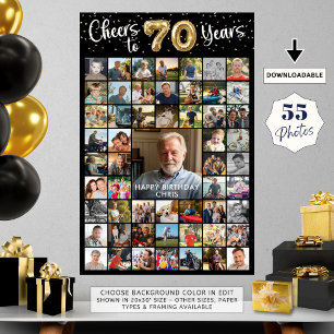 70. Geburtstag 55 Foto Collage Cheers to 70 Years Poster