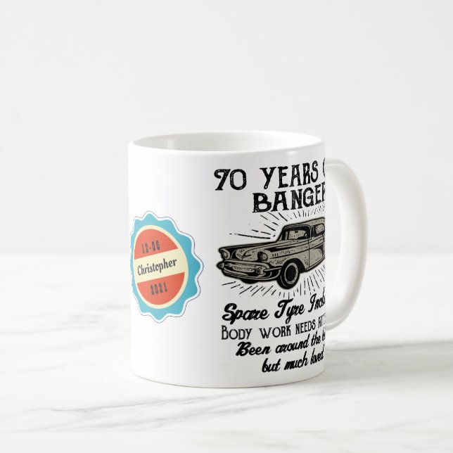 70. Geburtstag 70 Personalisierter Jahrgang Kaffeetasse (VorderseiteRechts)