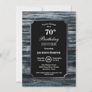 70. Geburtstag Abendessen Holz Party Einladung