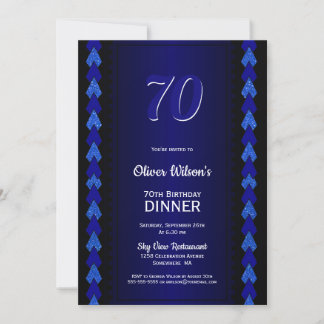 70. Geburtstag Abendessen Schwarz-Blau-Party Einladung