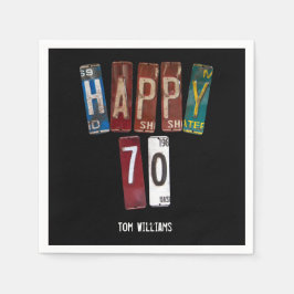 70. Geburtstag alte Nummernschilderkollektion Serviette
