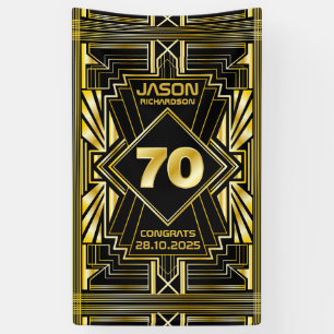 70. Geburtstag Art Deco Gold Black Great Gatsby Banner