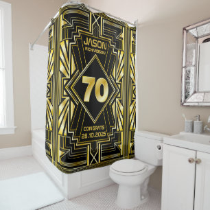 70. Geburtstag Art Deco Gold Black Great Gatsby Duschvorhang