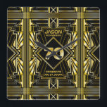 70. Geburtstag Art Deco Gold Black Great Gatsby Quadratische Wanduhr<br><div class="desc">Feiern Sie Ihren Geburtstag mit diesem einzigartigen Art-Déco-Stil,  Great Gatsby- Design mit geometrischen Formen in hellem Gold auf schwarzem Hintergrund. Ein elegantes,  elegantes,  geschlechtsneutrales Aussehen,  das perfekt zum Gedenken an diesen besonderen Geburtstag mit dem Jazz-Geschmack der Roaring Zwanziger passt.</div>
