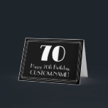 70. Geburtstag ~ Art Deco  Look "70", Name Karte<br><div class="desc">Die Vorderseite dieses Roaring '20s und Vintages Erscheinungsbild Geburtstagskartendesign zeigt einen großen Deko inspiriert mit der Nummer "70", die Meldung "Happy 70. Geburtstag", einen personalisierten Namen und ein Randmuster bestehend aus dünnen Linien. Das Innere verfügt über eine eigene Geburtstagsgrüße oder könnte gelöscht und links werden, wenn eine Nachricht von Hand...</div>