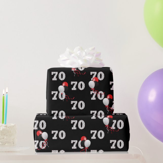 70. Geburtstag Ballon Bouquet Wrapping Paper Geschenkpapier (Partygeschenke)