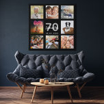 70. Geburtstag benutzerdefinierte Foto Collage sch Künstlicher Leinwanddruck<br><div class="desc">Ein einzigartiges 70. Geburtstagsgeschenk oder Sake, das ihr Leben mit einer Collage von 8 deiner Fotos feiert. Fügen Sie Bilder von ihrer Familie, Freunden, Haustieren, Hobbys oder Traumreise Ziel. Personalisieren und fügen Sie einen Namen, Alter 70 und ein Datum. Weiße und graue Buchstaben. Ein schicker schwarzer Hintergrund. Diese Leinwand ist...</div>