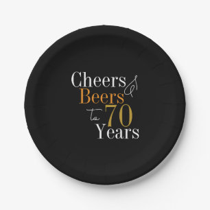 70. Geburtstag Black Gold Cheers and Biere Party Pappteller
