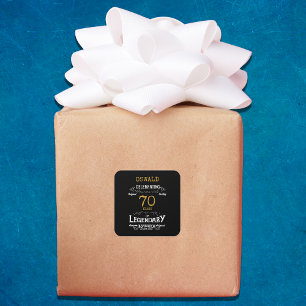 70. Geburtstag Black Gold Legendary Retro Quadratischer Aufkleber