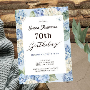 70. Geburtstag Blaue Hortensie Erwachsenengarten Einladung