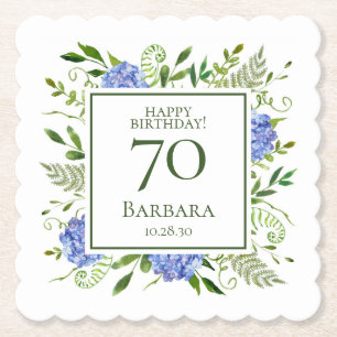 70. Geburtstag Blaue Hortensien Untersetzer