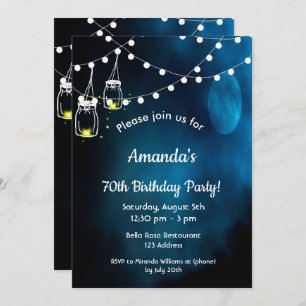 70. Geburtstag blaue Mondgläser Einladung