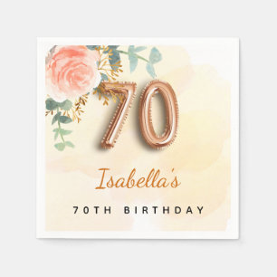 70. Geburtstag Blütenblütengold Eukalyptus Monogra Serviette