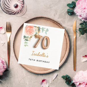 70. Geburtstag Blütenblütengold Eukalyptus Monogra Serviette