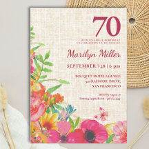 70. Geburtstag Bold Floral Linen Feier