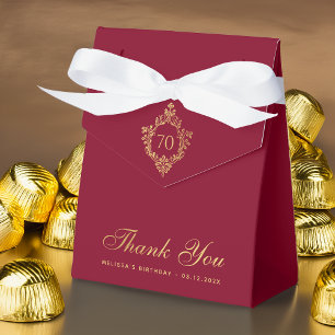 70. Geburtstag Burgund Gold Wappen Elegant Vintage Geschenkschachtel