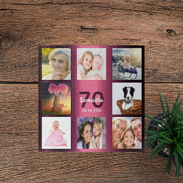 70. Geburtstag burgundy Name Foto Collage Puzzle